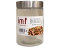 Bote de cristal con tapa de acero inoxidable, 11x16 centímetros, 1,1 litro de capacidad IMF.