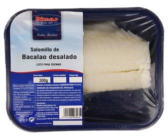 Bacalao desalado en solomillos 300 gramos Bacalao desalado en solomillos 300 gramos