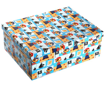 Caja de ordenación multiúsos de cartón con tapa, diseño Piratas, 35,5x27x13,5 VERSA. Caja de ordenación multiúsos de cartón con tapa, diseño Piratas, 35,5x27x13,5 VERSA.