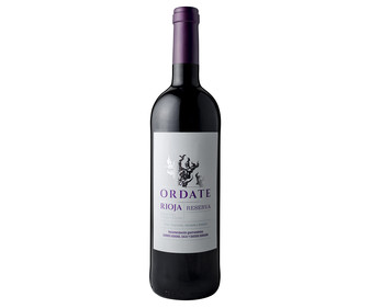 Vino tinto reserva con denominación de origen calificada Rioja ORDATE botella de 75 cl. Vino tinto reserva con denominación de origen calificada Rioja ORDATE botella de 75 cl.