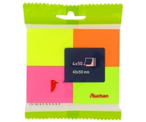 Lote de 4 paquetes de 50 notas adhesivas de 4 colores y de 50x40 mm PRODUCTO ALCAMPO.