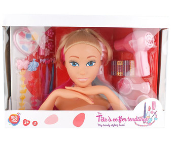 Busto con accesorios de peluquería y uñas, ONE TWO FUN ALCAMPO. Busto con accesorios de peluquería y uñas, ONE TWO FUN ALCAMPO.