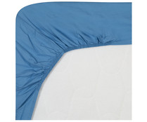 Sábana bajera 100% algodón color azul para camas de 90cm. y 200cm. de largo, ACTUEL.
