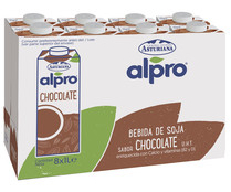 Bebida  de soja con sabor a chocolate, enriquecida con calcio y vitaminas B2 y D ALPRO 8 x 1 l.