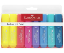 Marcador fluorescente surtido en colores pasteles, 8 uds, grosor de 1-2-5 mm, FABER CASTELL.