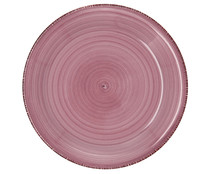 Plato postre de loza de 19cm. diseño en color rosa con espirales, Peoni Vita, QUID.