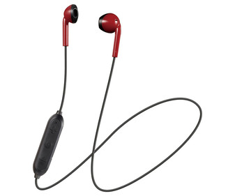 Auriculares bluetooth tipo botón JVC HA-F19BT-RBE, controlador de volumen, micrófono, color rojo. Auriculares bluetooth tipo botón JVC HA-F19BT-RBE, controlador de volumen, micrófono, color rojo.