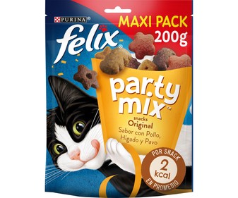 Snacks gatos sabor pollo, hígado y pavo PURINA FÉLIX Party Mix 200 g. Snacks gatos sabor pollo, hígado y pavo PURINA FÉLIX Party Mix 200 g.