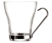 Pack de 3 tazas de vidrio con mango metálico, 0,25 litros, Supreme QUID.