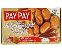 Mejillones escabeche picantes de las rías gallegas PAY PAY lata de 70 g. Mejillones escabeche picantes de las rías gallegas PAY PAY lata de 70 g.