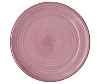 Plato llano de loza de 27cm. diseño en color rosa con espirales, Peoni Vita, QUID.