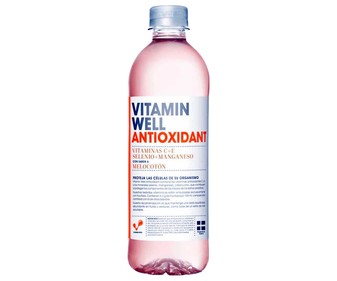 Agua vitaminada con sabor a melocotón VITAMIN WELL ANTIOXIDANT botella de 50 centilitros Agua vitaminada con sabor a melocotón VITAMIN WELL ANTIOXIDANT botella de 50 centilitros