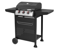 Barbacoa de gas con 3 quemadores y dos bandejas, parrilla 48x42cm. GARDEN STAR ALCAMPO.