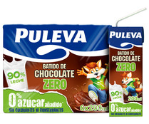 Batido de chocolate sin colorantes ni conservantes ni azúcares añadidos PULEVA Zero 6 x 200 ml.