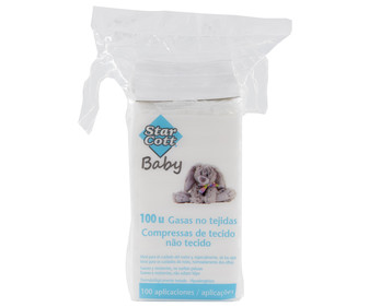 Gasas de tejido no tejido, muy suaves y resistentes STAR COTT baby 100 uds. Gasas de tejido no tejido, muy suaves y resistentes STAR COTT baby 100 uds.