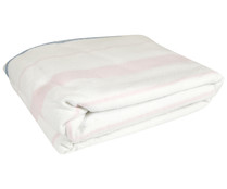 Manta superfina 60% algodón color blanco con rayas rosas para cama doble PRODUCTO ALCAMPO