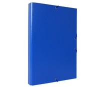 Carpeta clasificadora con 12 espacios de cartón forrado tamaño A4 plastificado con cierre de gomas en color azul PRODUCTO ALCAMPO.