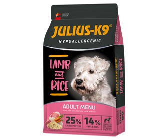 Pienso hipoalergénico de cordero y arroz para perros adultos, JULIUS-K9 saco 3 kg. Pienso hipoalergénico de cordero y arroz para perros adultos, JULIUS-K9 saco 3 kg.