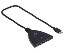 Ladrón QILIVE de HDMI macho A 4 HDMI hembras, terminales dorados, color negro.