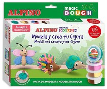 Kit de moldeado Magic Dough, set de animales, 160 gramos, 9 colores, ALPINO.