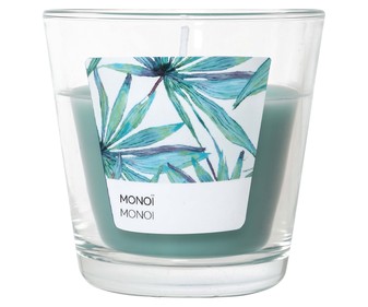 Vela en vaso perfumada aroma monoi, tamaño S, ACTUEL. Vela en vaso perfumada aroma monoi, tamaño S, ACTUEL.