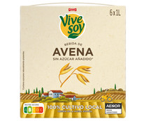 Bebida de avena de cultivo local 100%, sin azúcar añadido VIVESOY de Pascual 6 x 1 l