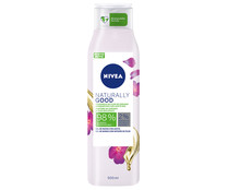 Gel para baño o ducha con un 98% de ingredientes de origen natural, aceite bio y flor de Geranio NIVEA Naturally good 500 ml.