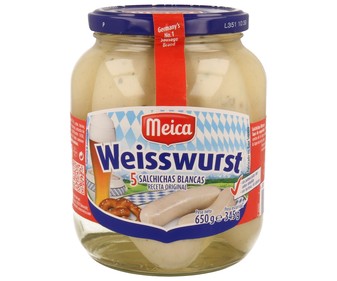 Salchichas blancas frasco de 345 gramos Salchichas blancas frasco de 345 gramos