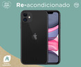 Smartphone 15,49cm (6,1") iPhone 11 black (REACONDICIONADO), Chip A13 Bionic, 128GB, 12+12 Mpx, vídeo en 4K, iOS 15.