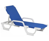 Tumbona de jardín, playa o piscina color azul, PLASTICOS JOLUCE.