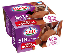 Crema de bombón sin lactosa y con un 50% menos de azúcar CLESA 4 x 125 g.