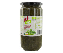 Espinacas al natural extra ALCAMPO ECOLÓGICO tarro de 425 g.