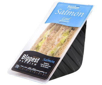 Sándwich con jugosas lonchas de salmón especiado LORD SANDWICHES Biggest 170 g. Sándwich con jugosas lonchas de salmón especiado LORD SANDWICHES Biggest 170 g.