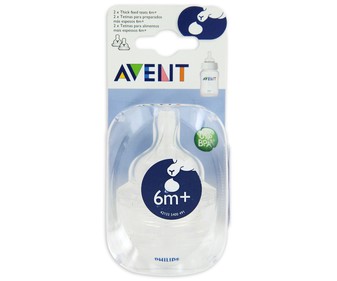 Tetina suave de silicona con válvula incorporada para comidas más gruesas, a partir de 6 meses AVENT Tetina suave de silicona con válvula incorporada para comidas más gruesas, a partir de 6 meses AVENT