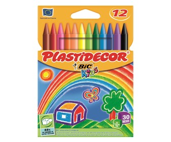 Caja de 12 pinturas extra-resistentes y que no manchan las manos, de diferentes colores, PLASTIDECOR. Caja de 12 pinturas extra-resistentes y que no manchan las manos, de diferentes colores, PLASTIDECOR.