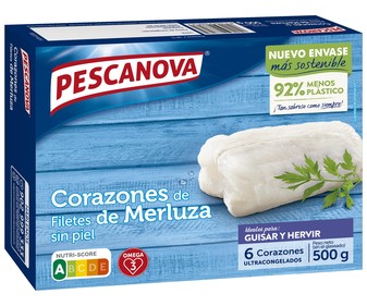 Corazones de merluza (filetes sin piel) ultracongelados PESCANOVA 500 g. Corazones de merluza (filetes sin piel) ultracongelados PESCANOVA 500 g.