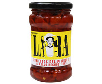Piminetos del piquillo de primera categoría al ajillo, hechos tiras LARA bote de 290 g.
