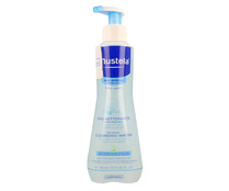 Agua limpiadora sin aclarado, para cara y zonas del pañal MUSTELA 300 ml.