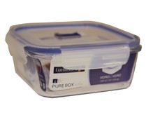 Recipiente hermético cuadrado de vidrio templado Pure Box Active, 1,22 litros, 16cm. LUMINARC.