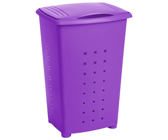 Cesto pongotodo de plástico con tapa, color morado ciruela, 60 litros TATAY. Cesto pongotodo de plástico con tapa, color morado ciruela, 60 litros TATAY.