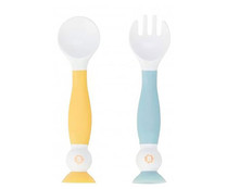Set de cubiertos ergonómicos de aprendizaje (cuchara y tenedor) para niños, BADABULLE.
