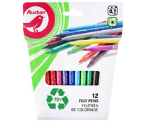 Pack de 12 rotuladores finos de plástico reciclable trazo 0.7 mm, PRODUCTO ALCAMPO.