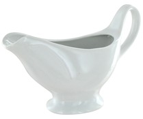 Salsera de tamaño pequeño, fabricada en porcelana de color blanco GSMD.