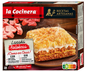Lasaña de pasta fresca al huevo, a la boloñesa (con carne 100% nacional) LA COCINERA Recetas artesanas 1 Kg. Lasaña de pasta fresca al huevo, a la boloñesa (con carne 100% nacional) LA COCINERA Recetas artesanas 1 Kg.