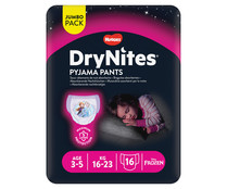 Pañales de noche talla 6 (braguitas absorbentes), para niñas de 16 a 23 kilogramos y de 3 a 5 años DRYNITES Pijama pants 16 uds.