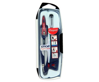 Compás con estuche y adaptador MAPED Stop system. Compás con estuche y adaptador MAPED Stop system.