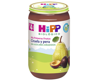Tarrito de ciruelas y pera ecológico, sin azúcares añadidos y a partir de 4 meses HIPP Biológico 250 g. Tarrito de ciruelas y pera ecológico, sin azúcares añadidos y a partir de 4 meses HIPP Biológico 250 g.