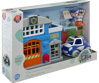 Conjunto de juego Estación de policía con accesorios y vehículo, ONE TWO FUN ALCAMPO. Conjunto de juego Estación de policía con accesorios y vehículo, ONE TWO FUN ALCAMPO.