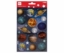 Bolsa de pegatinas con temática de Planetas con acabado holográfico, APLI.
