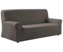 Funda de sofá bielástica color marrón para sofás de 3 plazas, TEXTIL HOGAR.